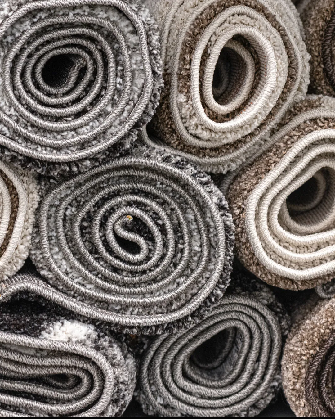 Carpet samples laid out for an in-home consultation