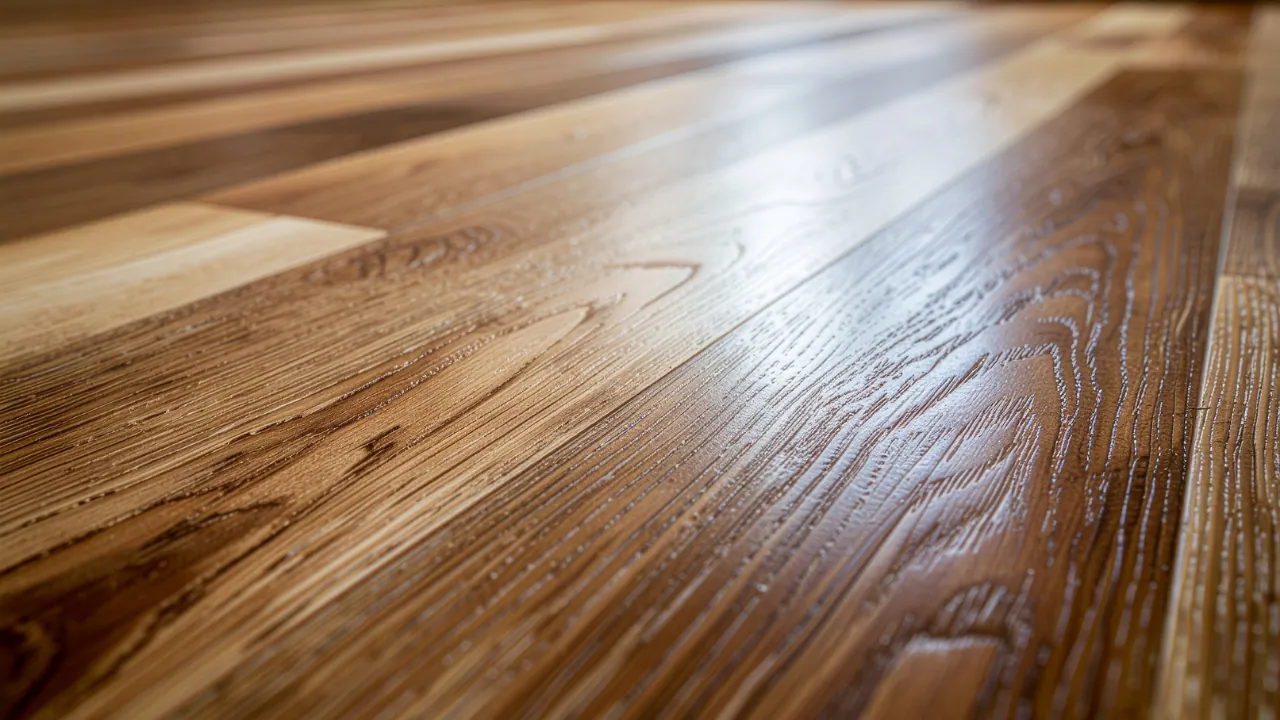 Close-up texture of finished hardwood flooring