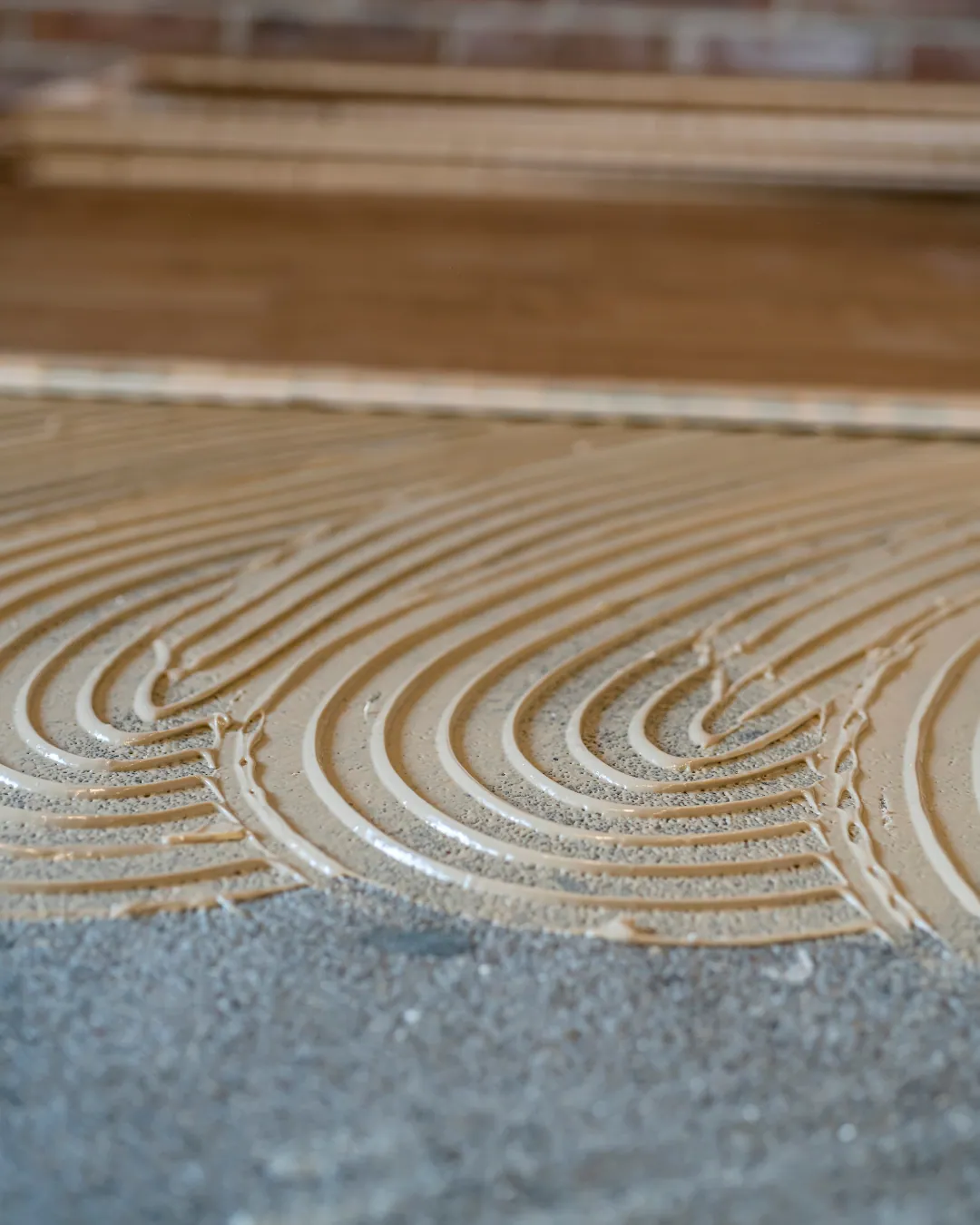 Subfloor being prepared before new flooring is installed