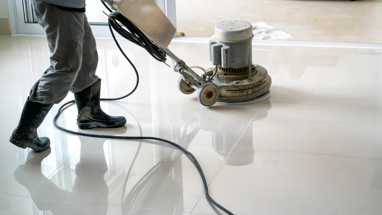 Hard-surface floor cleaning on a commercial site