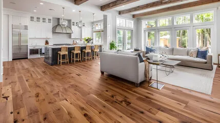 Hardwood in a modern open living room